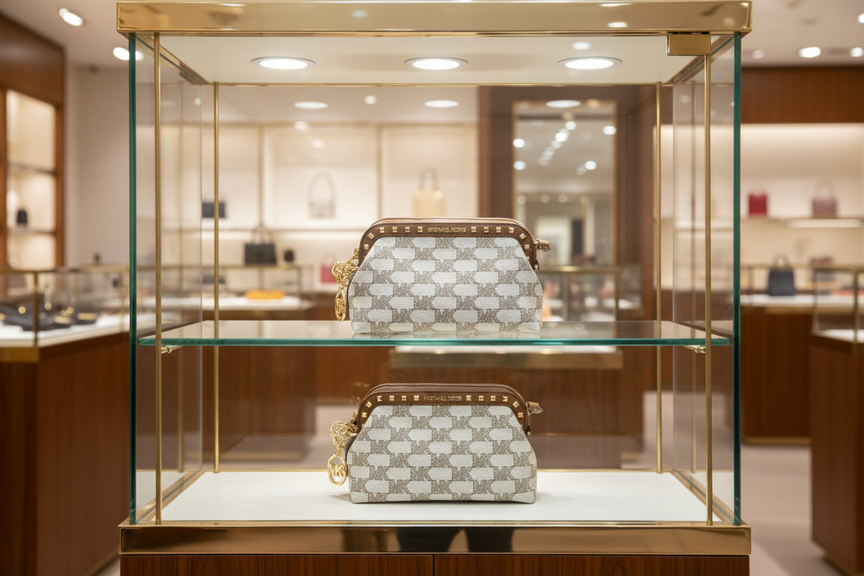 MICHAEL KORS JACQUARD LIVIA CLOUD SMALL CLUTCH/CROSSBODY