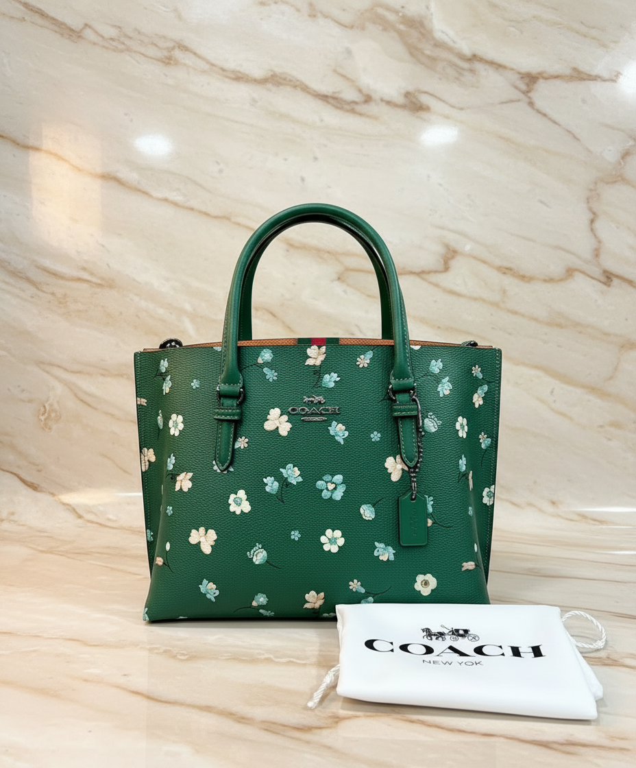 ‼️ SALE ‼️ COACH MOLLIE TOTE 25 WITH MYSTICAL FLORAL PRINT IN GREEN MULTI