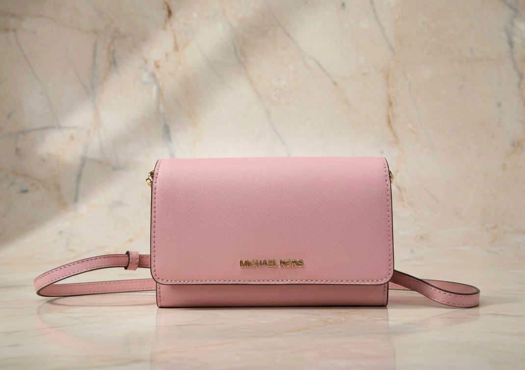 MICHAEL KORS JET SET TRAVEL PHONE CROSSBODY BAG - PRIMROSE