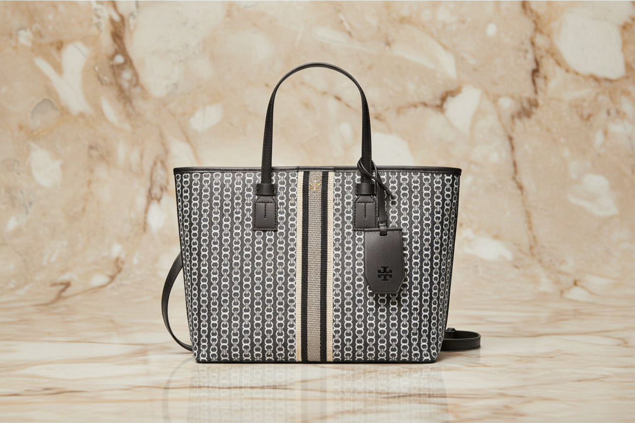 TORY BURCH GEMINI LINK ZIP TOP TOTE SMALL CANVAS