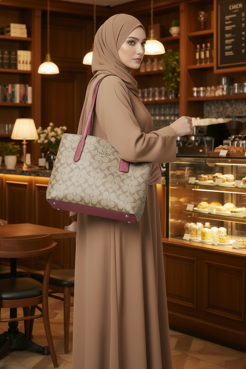 COACH AVENUE CARRYALL IN SIGNATURE BROWN/PINK