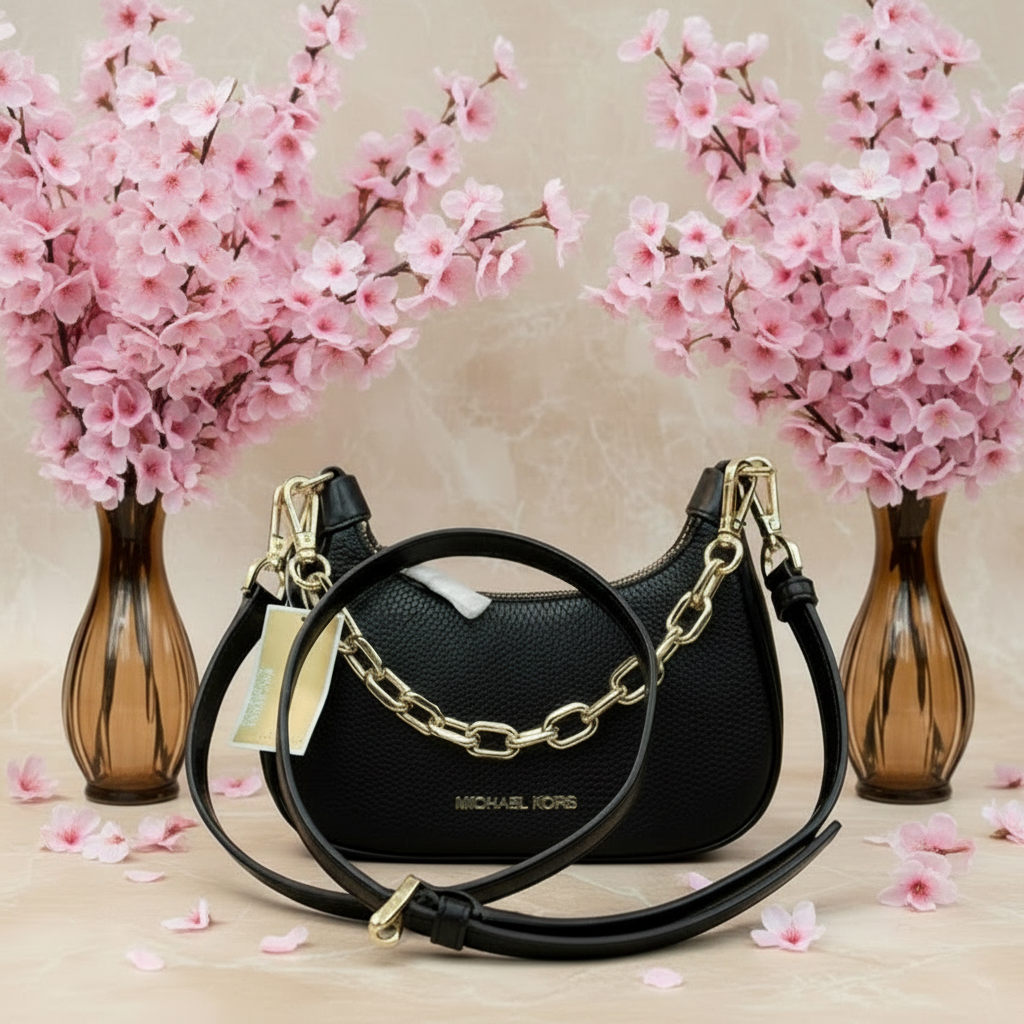 MICHAEL KORS MINI CORA CHAIN SHOULDER BAG/CROSSBODY BAG - BLACK