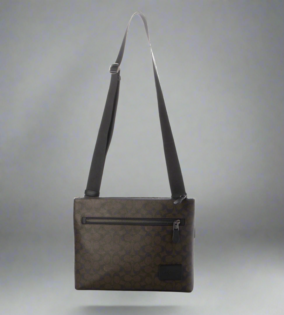 COACH DISCTRICT CROSSBODY BAG IN SIGNATURE CANVAS - MAHOGANY COLOR