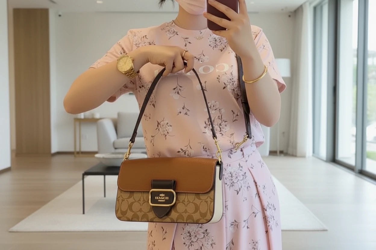 حقيبة كتف/حقيبة كروس بودي من كوتش مورغان بتصميم متعدد الألوان - كاكي متعدد