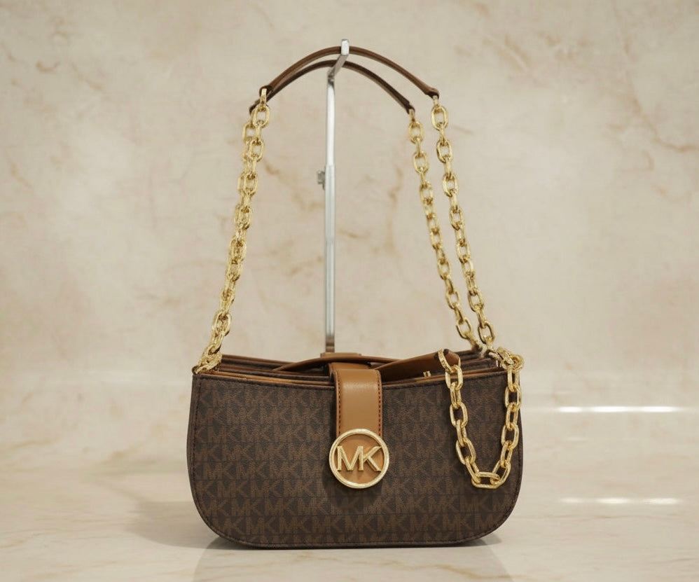 MICHAEL KORS CARMEN LEATHER POUCHETTE SHOULDER BAG ONLY