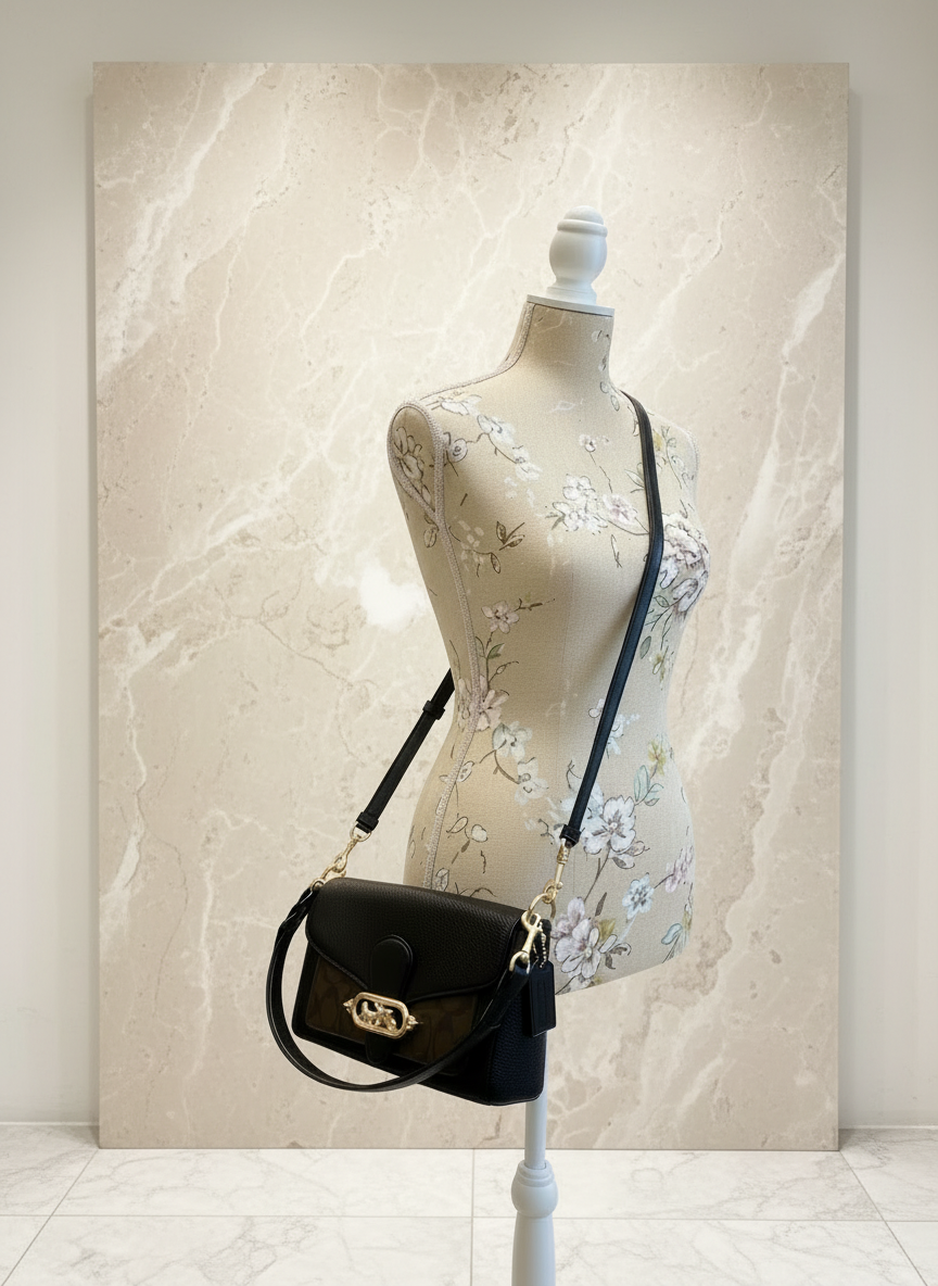 COACH JADE SHOULDER BAG/CROSSBODY BAG - SIGNATURE CANVAS & PEBBLE LEATHER