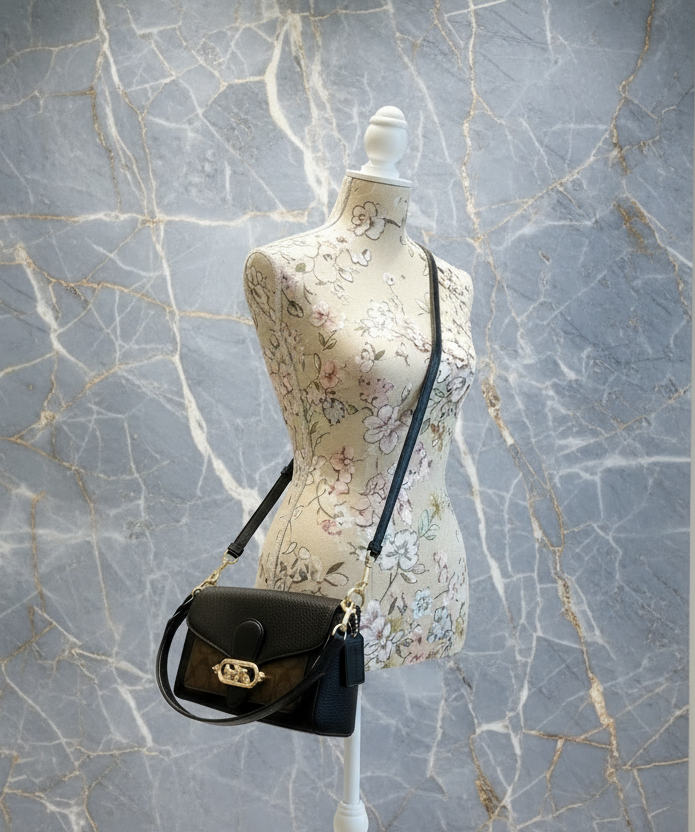 COACH JADE SHOULDER BAG/CROSSBODY BAG - SIGNATURE CANVAS & PEBBLE LEATHER