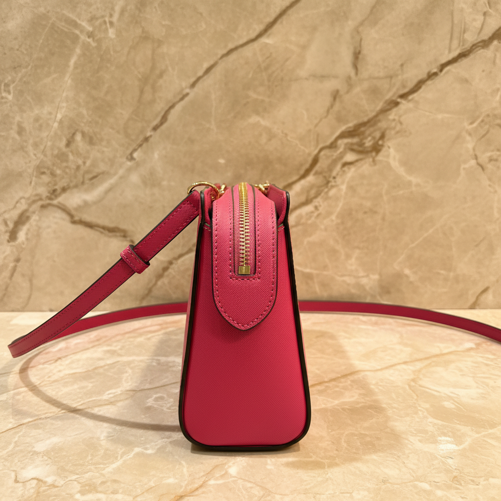 MICHAEL KORS LESLIE MESSENGER BAG - ELECTRIC PINK ( FUSCHIA COLOR )