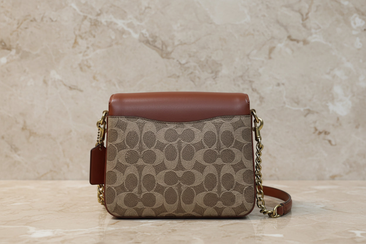 COACH CASSIE 19 3 in 1/ 3 STRAP IN SIGNATURE CANVAS - TAN RUST - MISSING PRICE TAG