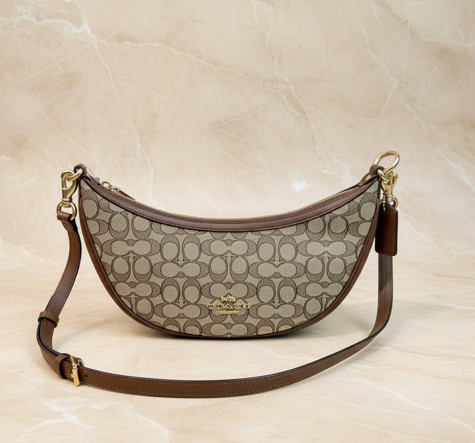 COACH ARIA SHOULDER BAG/CROSSBODY BAG IN SIGNATURE JACQUARD KHAKI