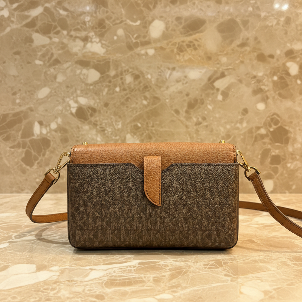 MICHAEL KORS Jet Set Small Studded Faux Leather & Logo Smartphone Crossbody Bag - SALE ‼️ With slight bumped in front ( From Boutique Store )