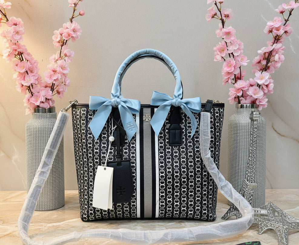 TORY BURCH GEMINI LINK ZIP TOP TOTE SMALL CANVAS