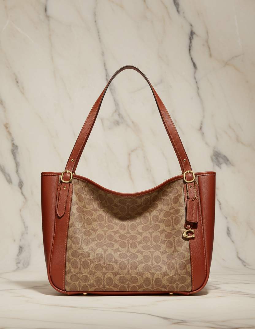 COACH ALANA ZIP TOTE IN SIGNATURE CANVAS - TAN RUST