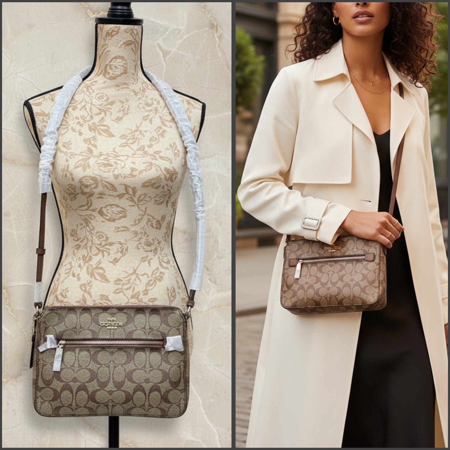 COACH GALLERY FILE CROSSBODY IN SIGNATURE CANVAS - KHAKI BROWN