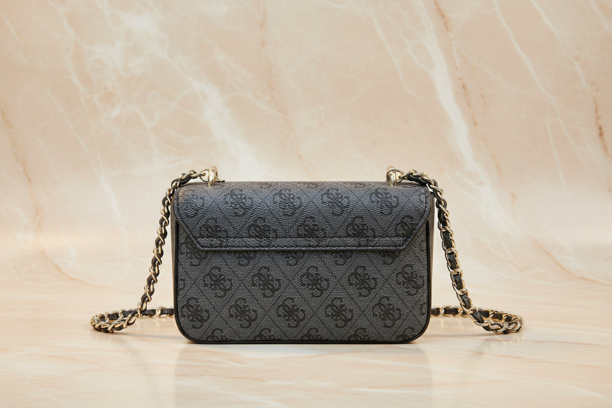 GUESS DIDI MONO CROSSBODY CHAIN - CHARCOAL BLACK