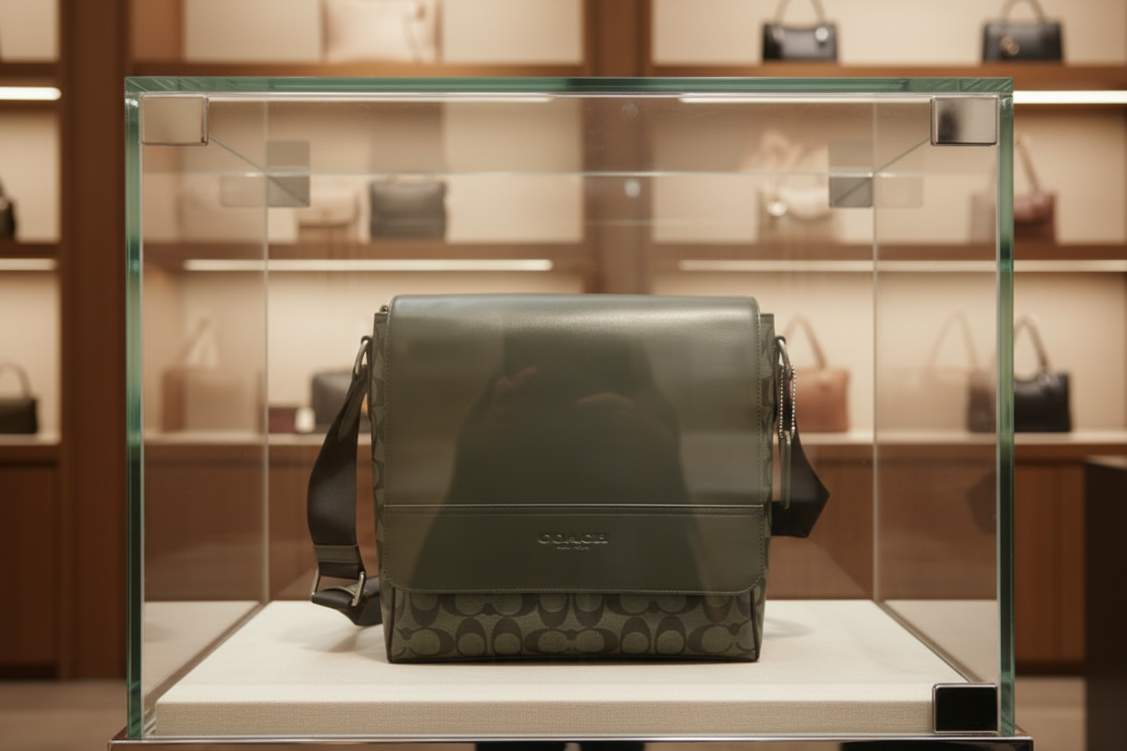 COACH HOUSTON MAP CROSSBODY BAG - SIGNATURE COATED CANVAS & REFINED CALF LEATHER