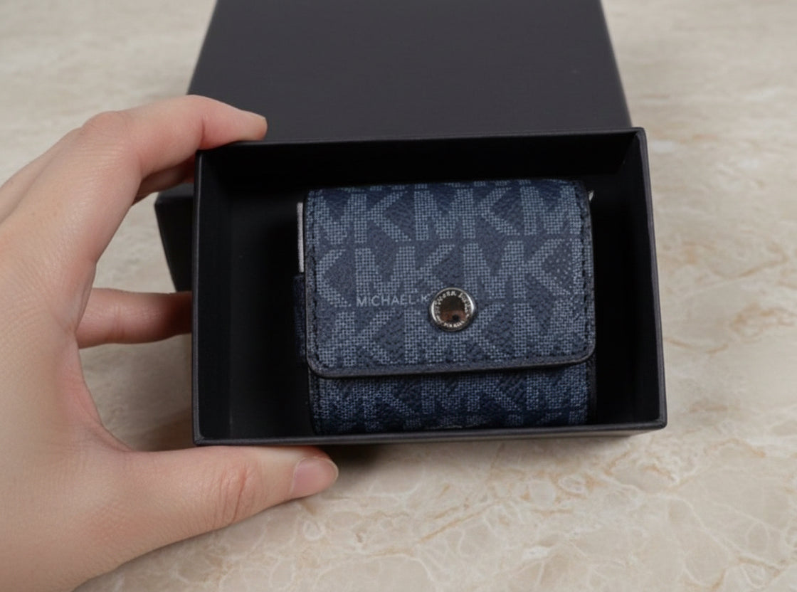 Michael Kors Unisex Expandable Airpod/ Earbud Case MK Signature Admiral In Gift Box