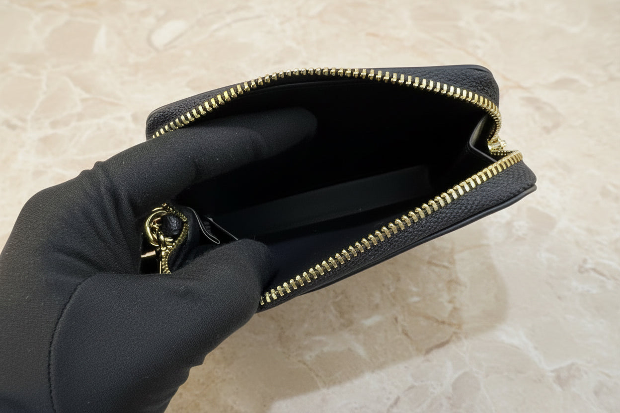 COACH ZIP CARD CASE WITH CHAIN
