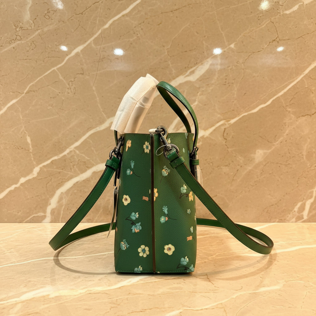 ‼️ SALE ‼️ COACH MOLLIE TOTE 25 WITH MYSTICAL FLORAL PRINT IN GREEN MULTI