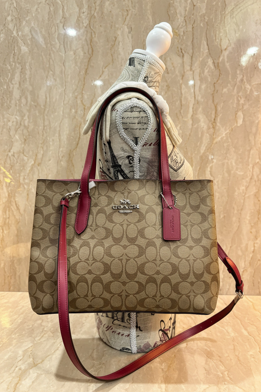 COACH AVENUE CARRYALL IN SIGNATURE BROWN/PINK