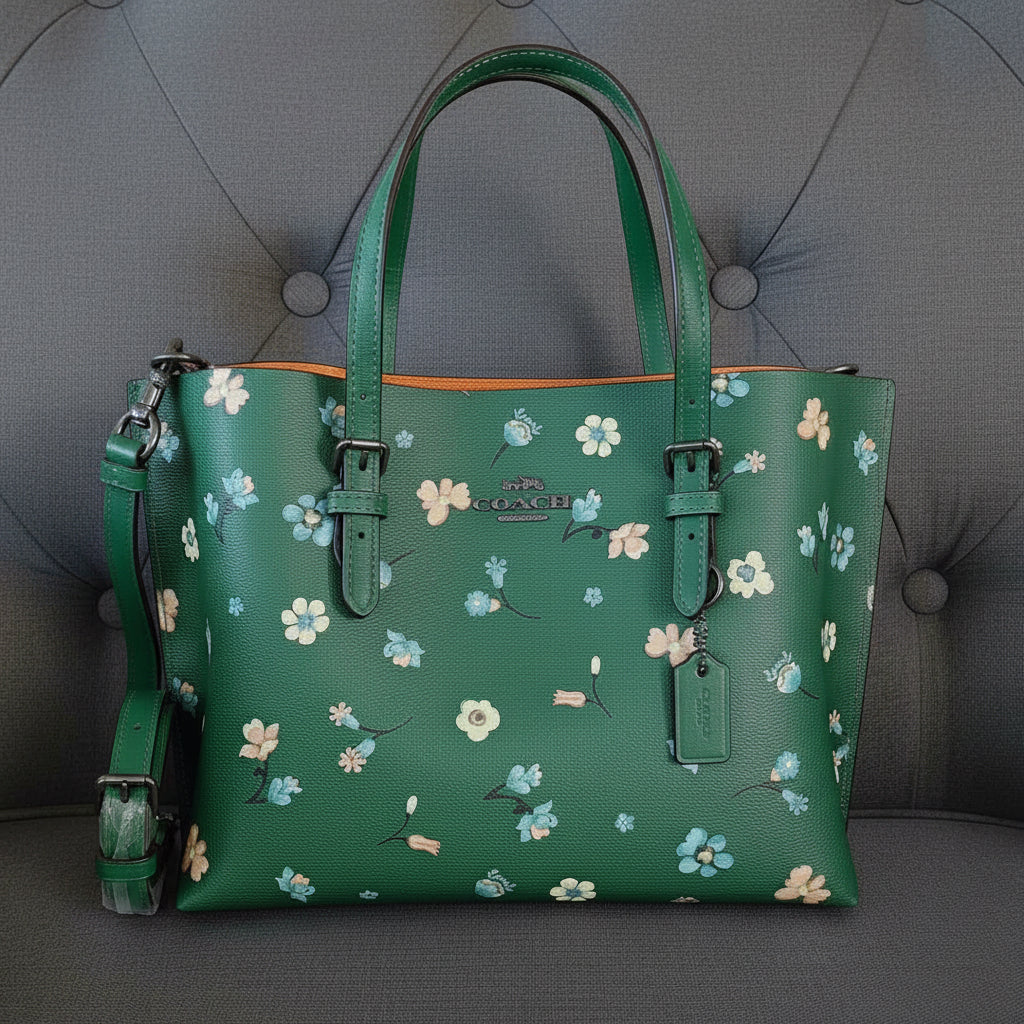 ‼️ SALE ‼️ COACH MOLLIE TOTE 25 WITH MYSTICAL FLORAL PRINT IN GREEN MULTI