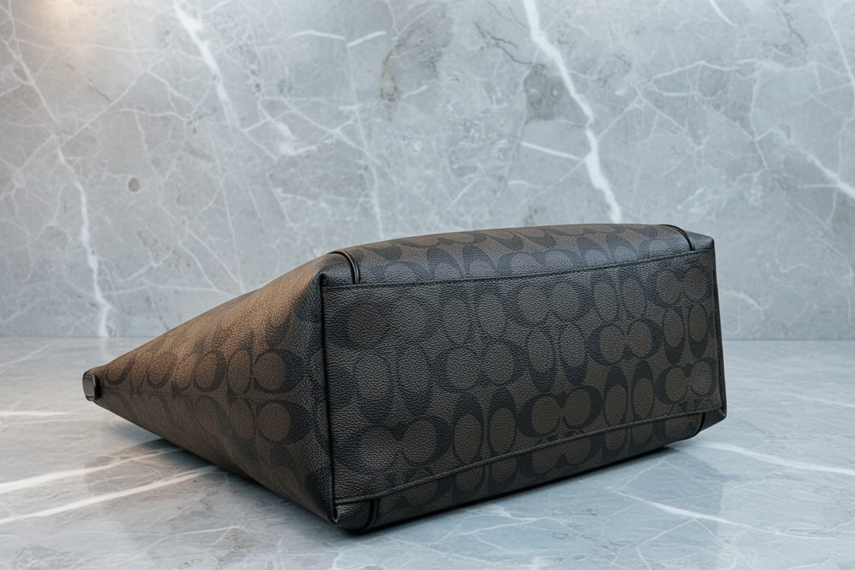 COACH AVA LARGE ZIP TOP TOTE IN SIGNATURE BLACK BROWN