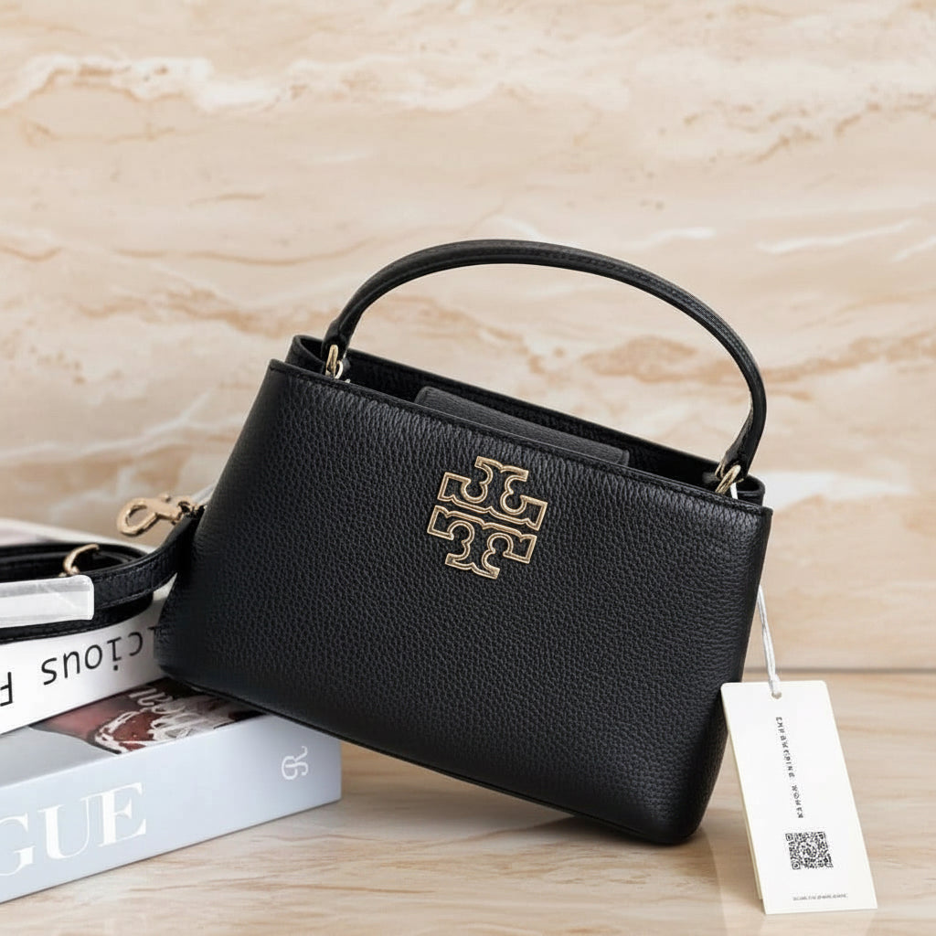 TORY BURCH MICRO BRITTEN SATCHEL - BLACK