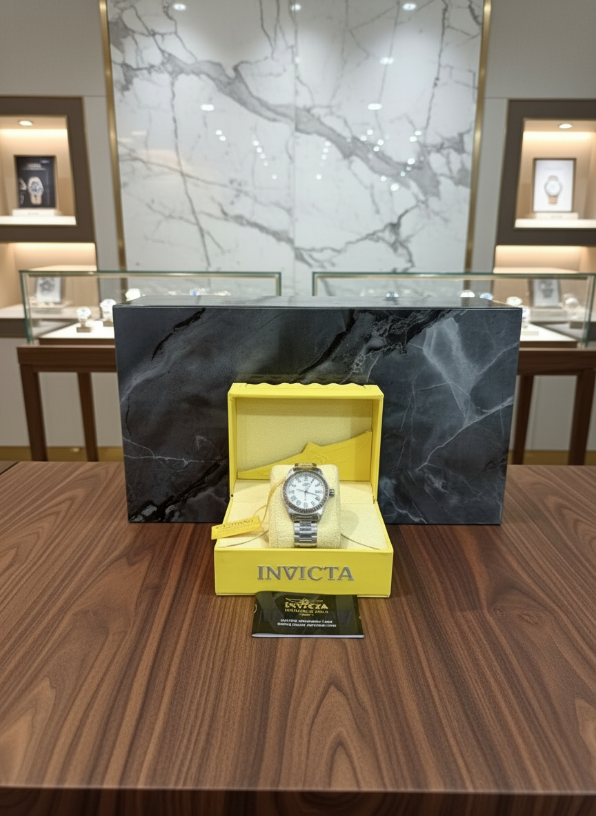 ساعة إنفيكتا - لون فضي، وجه كبير - للجنسين 