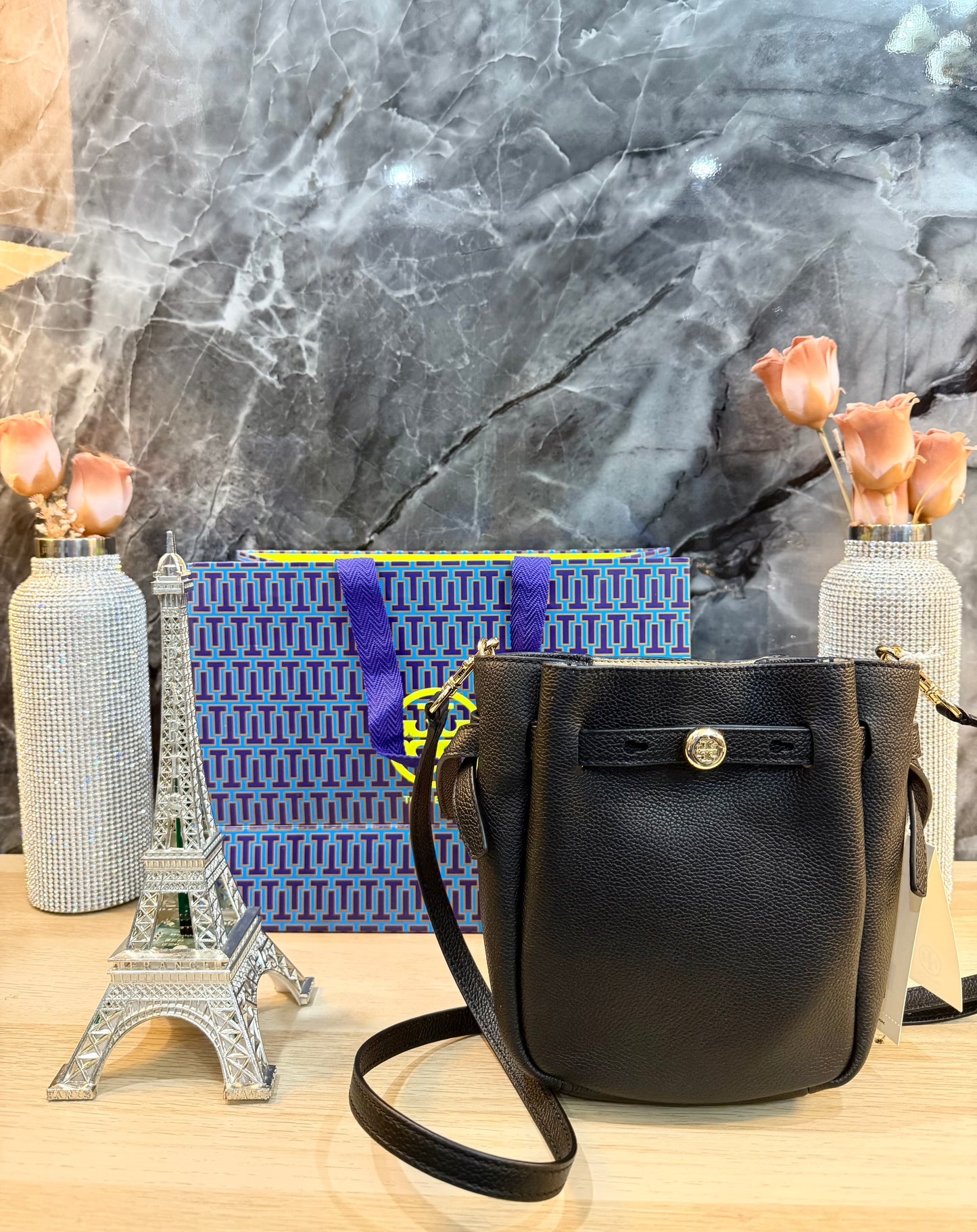 TORY BURCH MINI ROMY CROSSBODY - BLACK