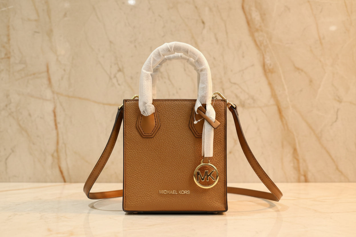 MICHAEL KORS MERCER XS MINI SHOPPER TOTE LEATHER - BROWN CARAMEL HUE