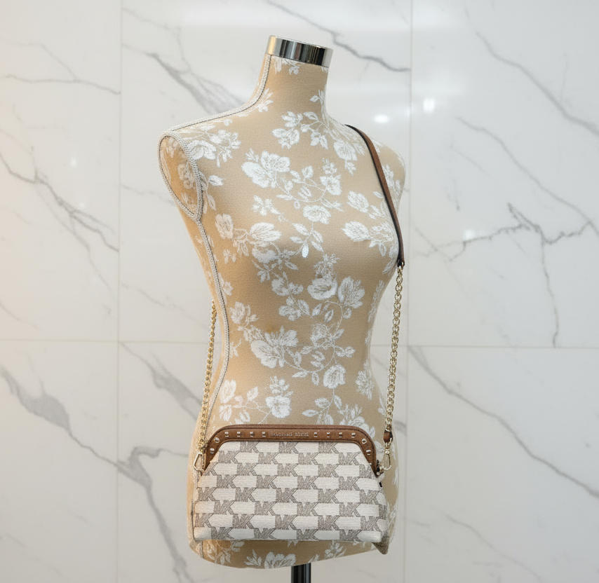 MICHAEL KORS JACQUARD LIVIA CLOUD SMALL CLUTCH/CROSSBODY