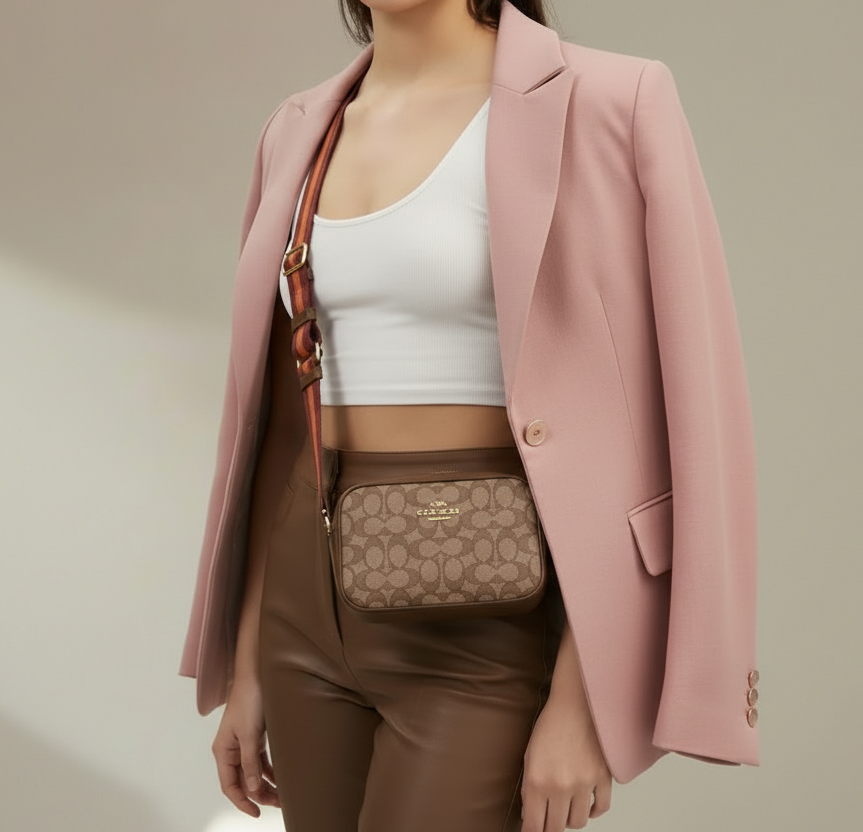 COACH JAMIE CAMERA BAG IN JACQUARD SIGNATURE - THICK STRAP