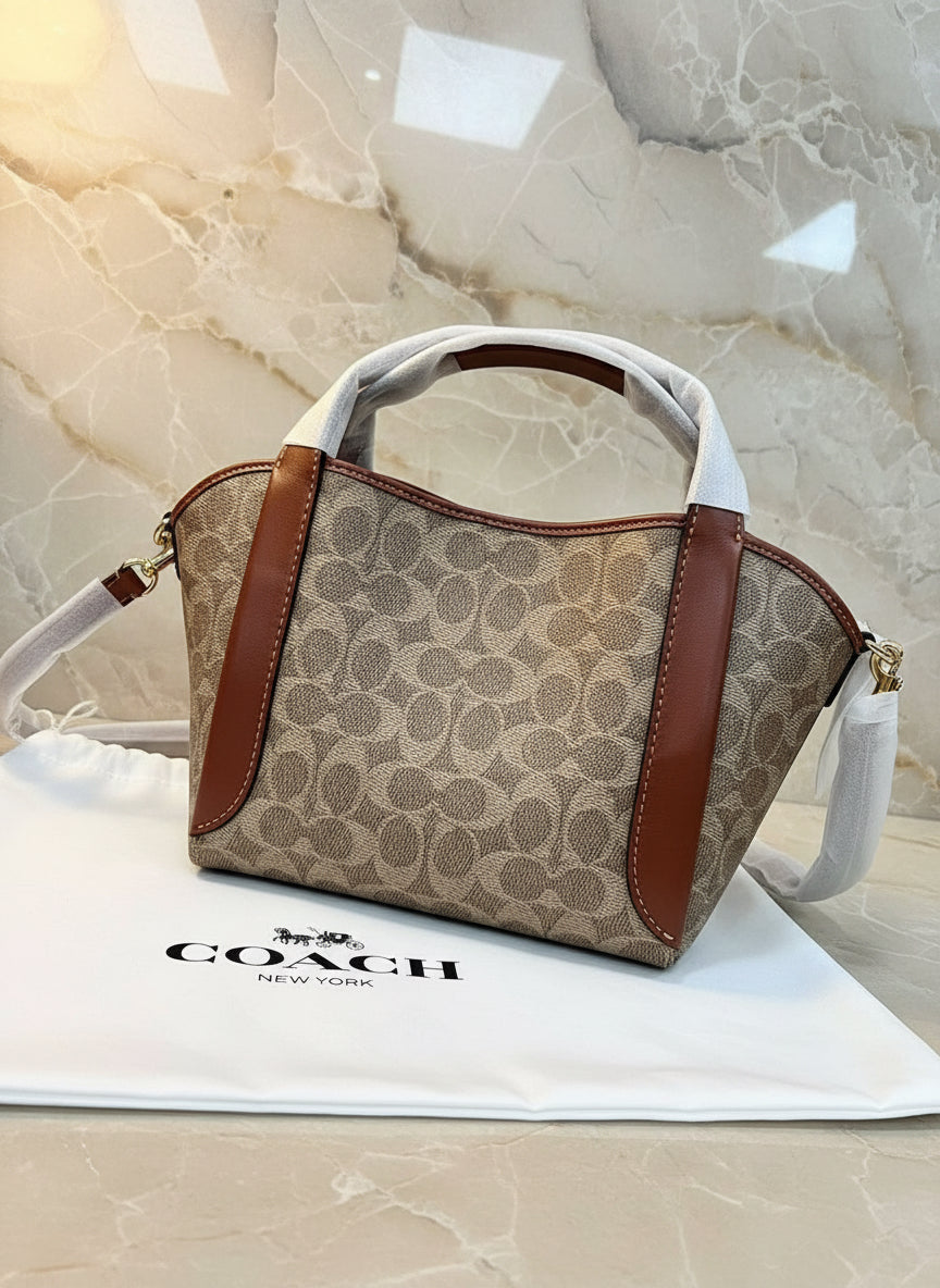 COACH HADLEY HOBO 21 - SIGNATURE CANVAS TAN RUST