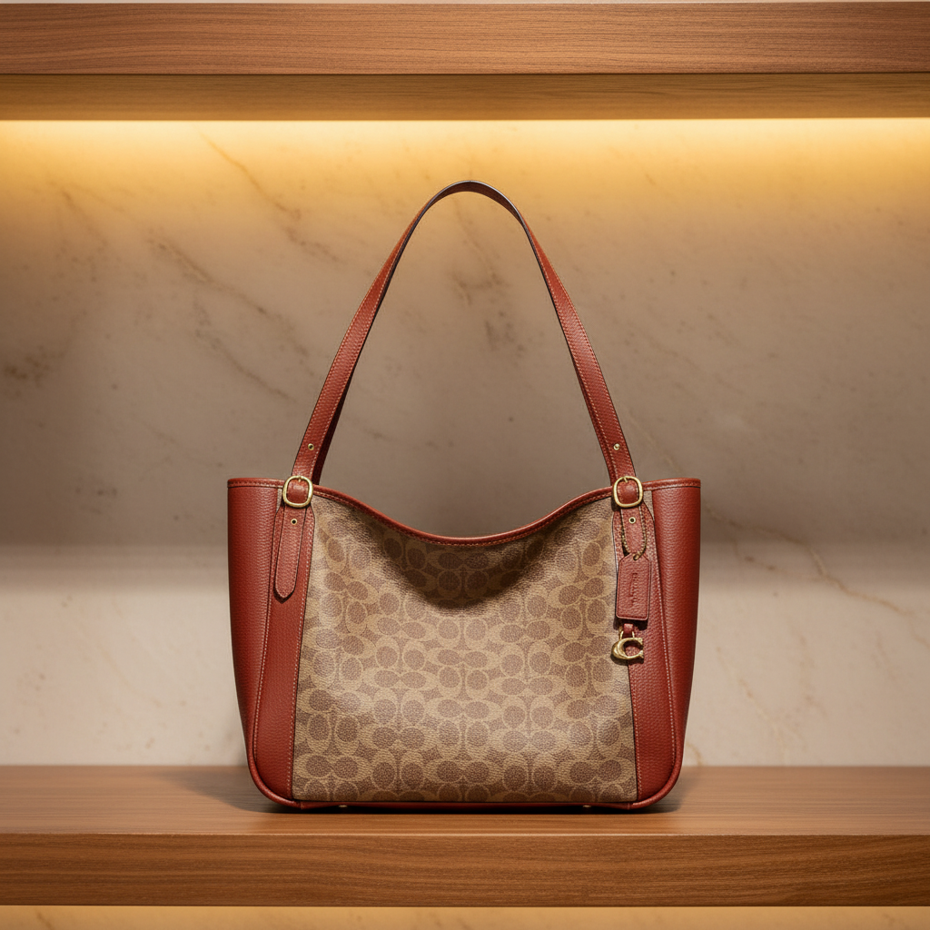 COACH ALANA ZIP TOTE IN SIGNATURE CANVAS - TAN RUST
