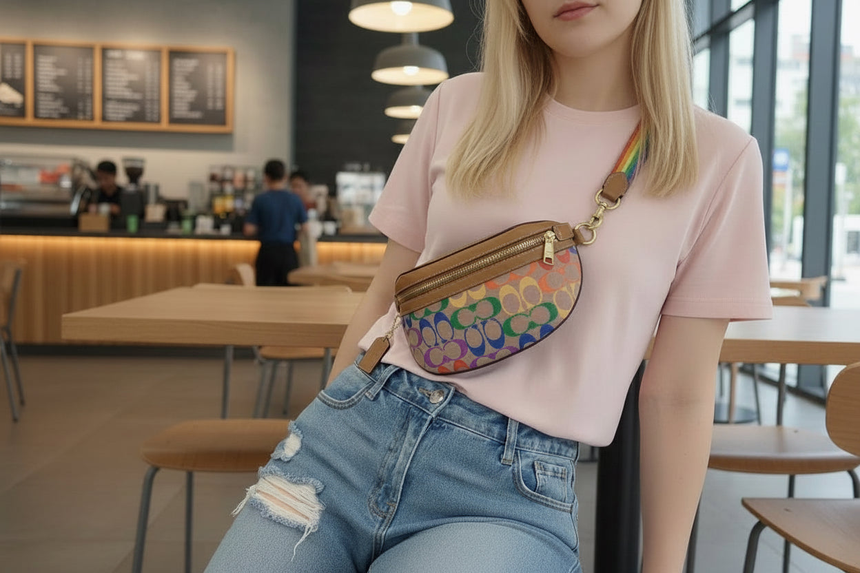 COACH BETHANY WAISTPACK/BELTBAG/BODYBAG - IN RAINBOW SIGNATURE - MISSING PRICE TAG