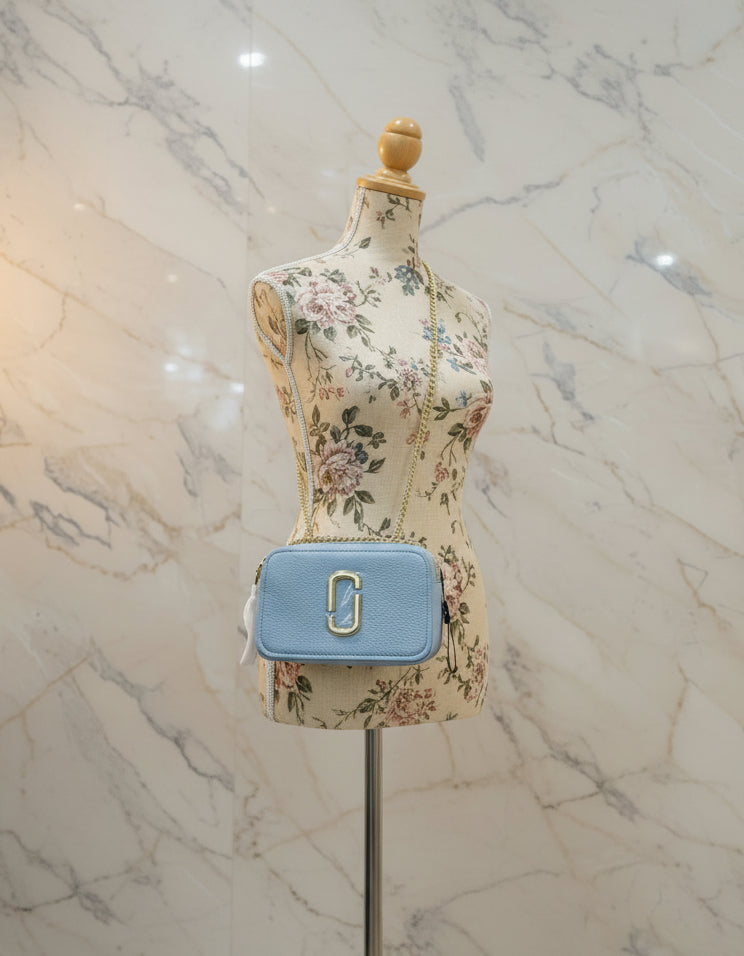 MARC JACOBS GLAM SHOT 21 PEBBLE CALF LEATHER - BLUE