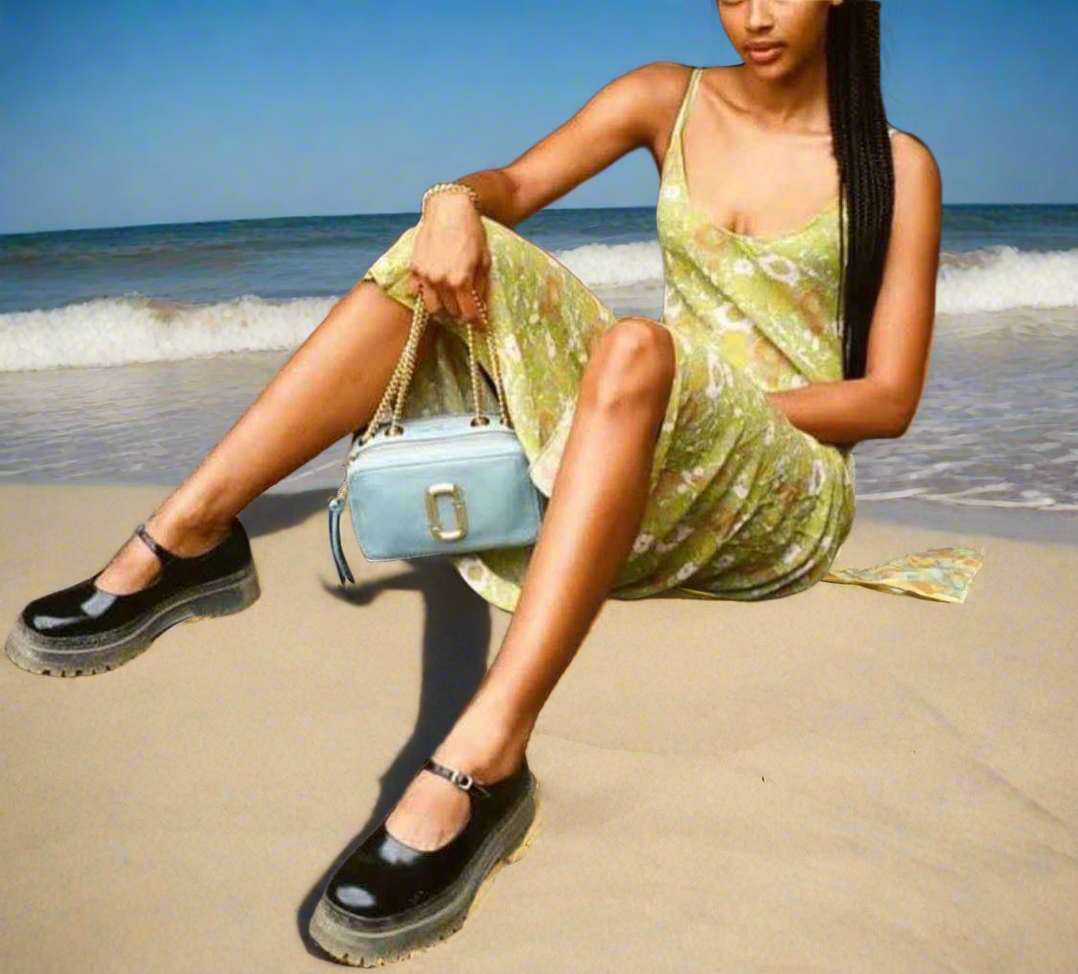 MARC JACOBS GLAM SHOT 21 PEBBLE CALF LEATHER - BLUE