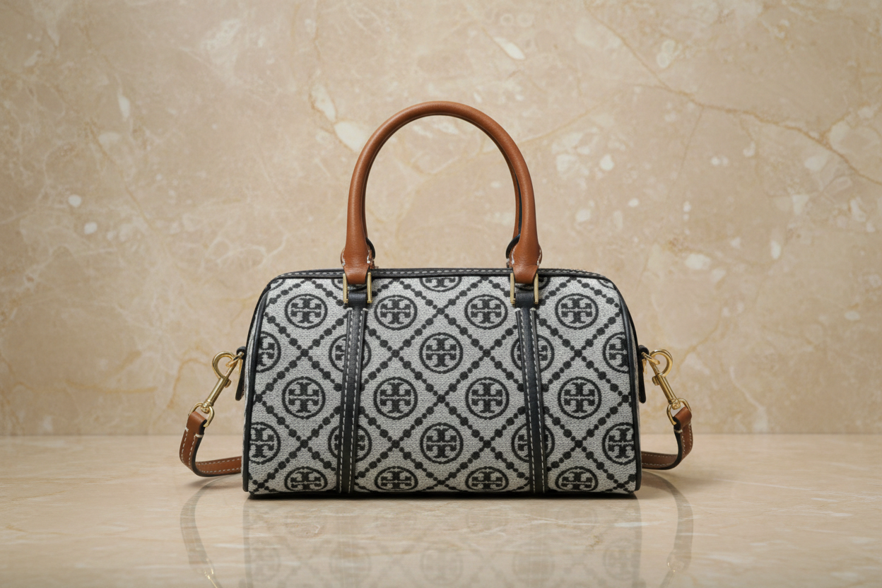 حقيبة توري بورش الصغيرة ذات الأسطوانة/إكس بودي - تي مونوجرام باللون الأزرق الداكن