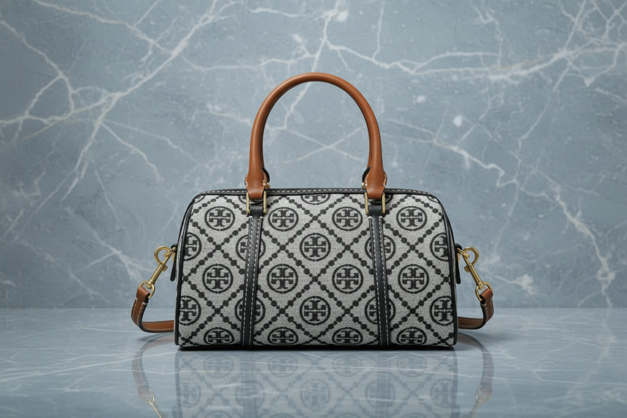 حقيبة توري بورش الصغيرة ذات الأسطوانة/إكس بودي - تي مونوجرام باللون الأزرق الداكن