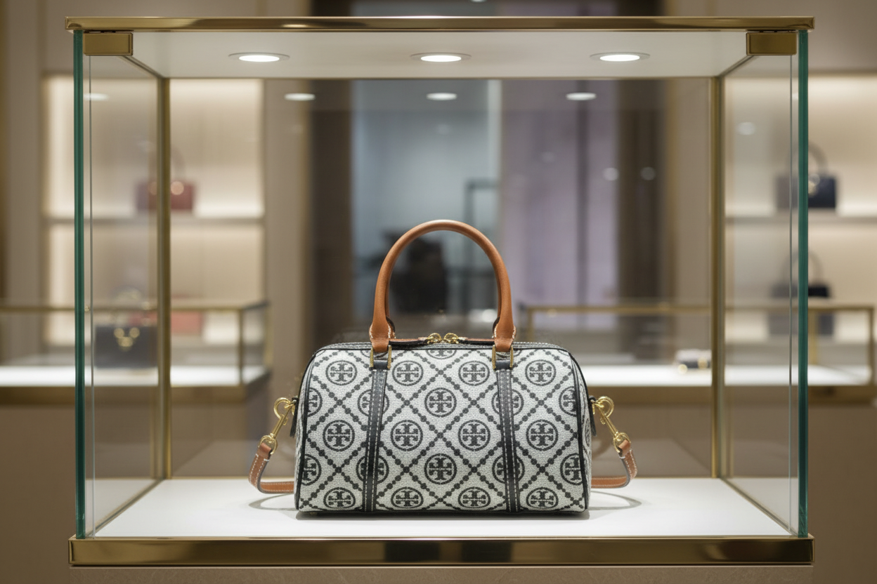 حقيبة توري بورش الصغيرة ذات الأسطوانة/إكس بودي - تي مونوجرام باللون الأزرق الداكن