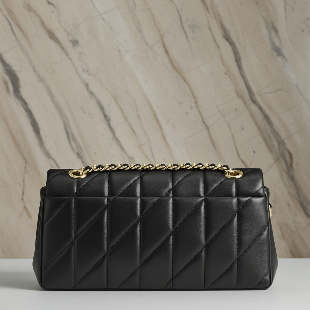 حقيبة كوتش مبطنة بنقشة تابي 20 - أسود - جلد نابا