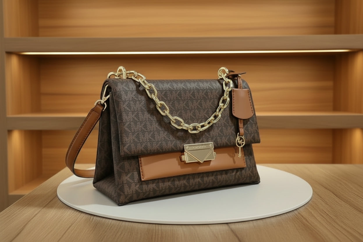 MICHAEL KORS CECE MEDIUM FLAP MONO BROWN
