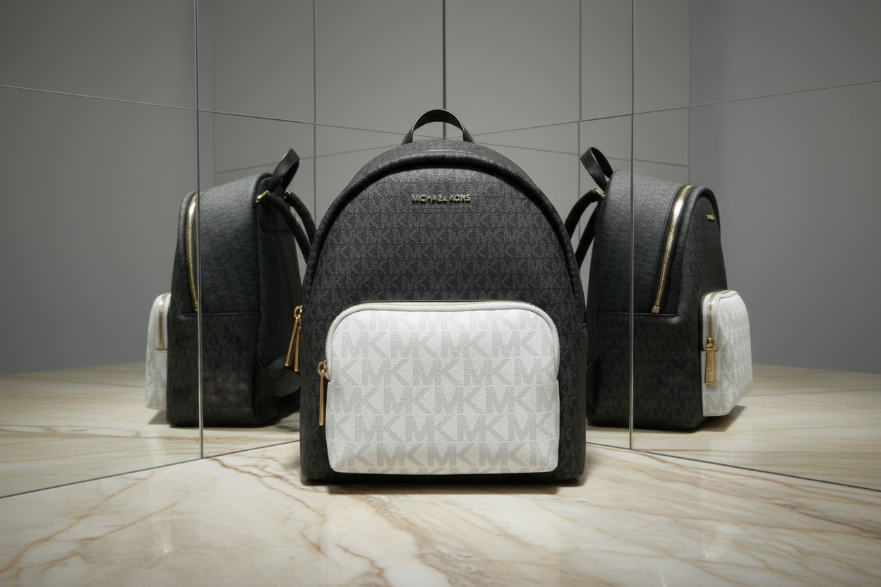 MICHAEL KORS MEDIUM ERIN BACKPACK SIGNATURE BLACK/WHITE