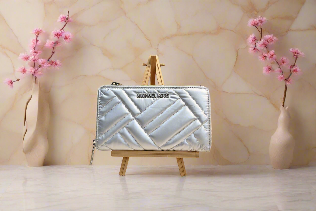 MICHAEL KORS LARGE DOUBLE ZIP BIFOLD MOBILE WRISTLET WALLET