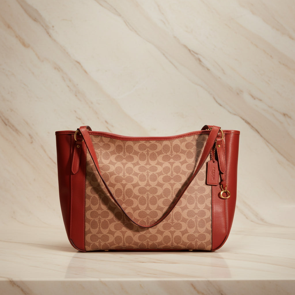 COACH ALANA ZIP TOTE IN SIGNATURE CANVAS - TAN RUST