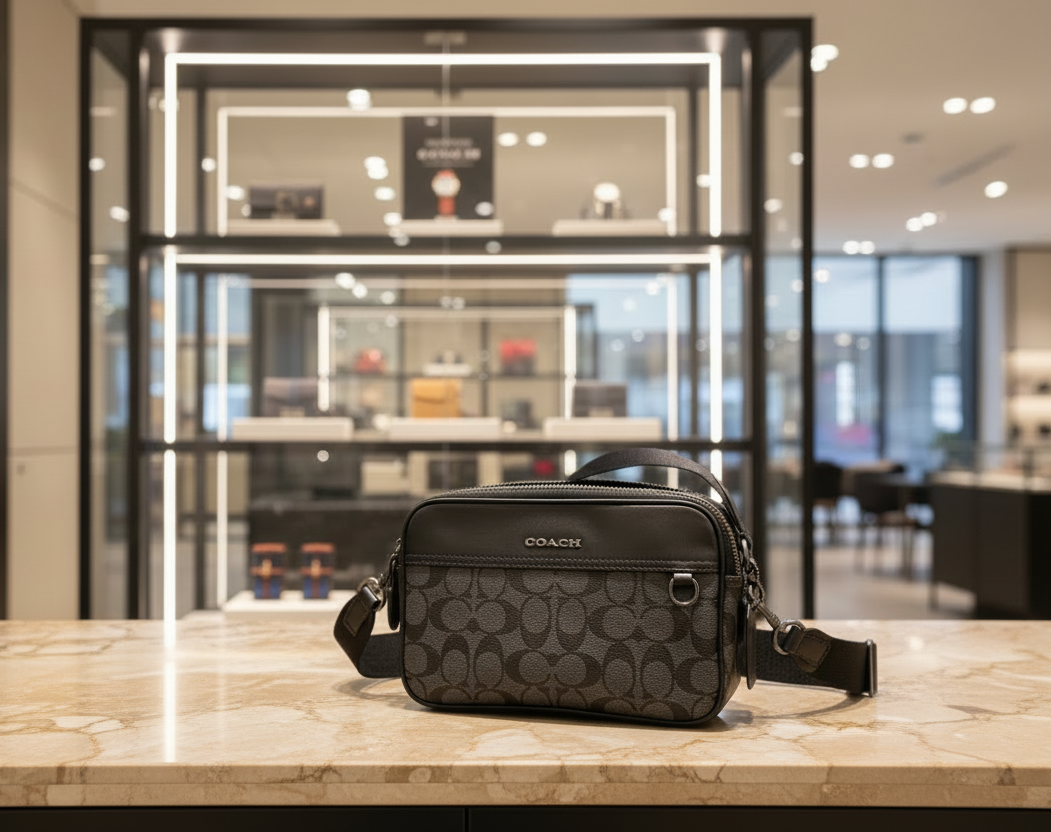 COACH GRAHAM CROSSBODY - SIGNATURE COATED CANVAS/CHARCOAL BLACK