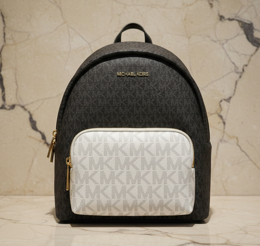 MICHAEL KORS MEDIUM ERIN BACKPACK SIGNATURE BLACK/WHITE