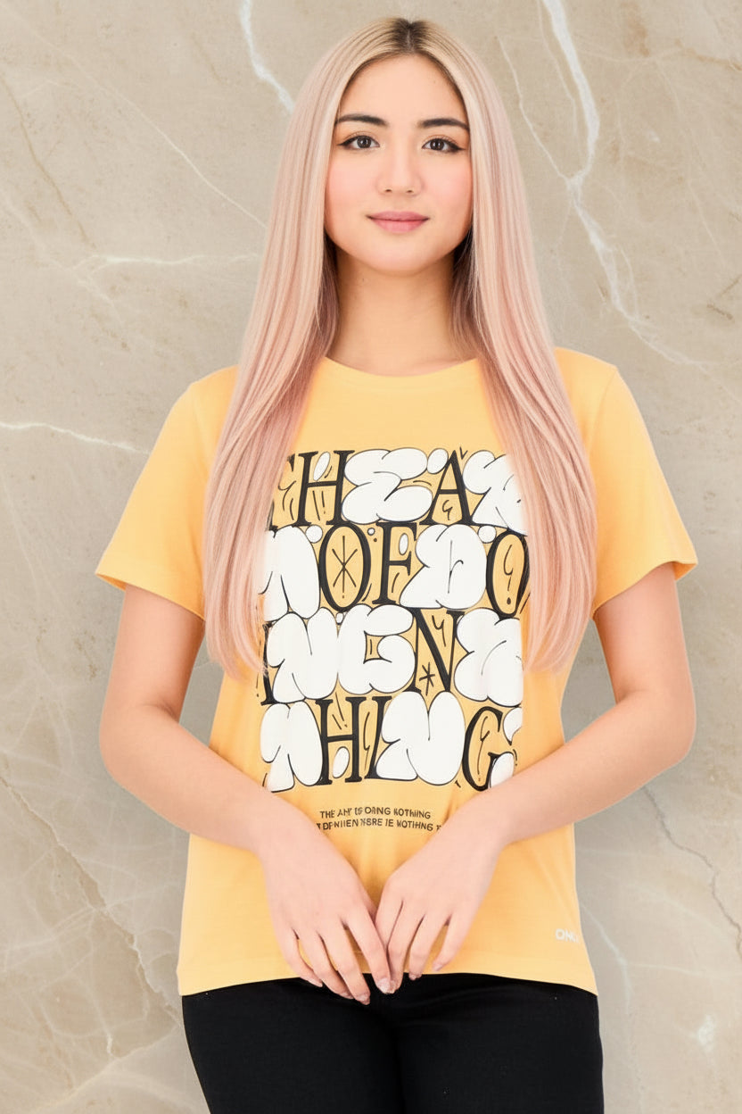 ONLY - Women Crew Neck Short Sleeve Graphic Print T-Shirt
