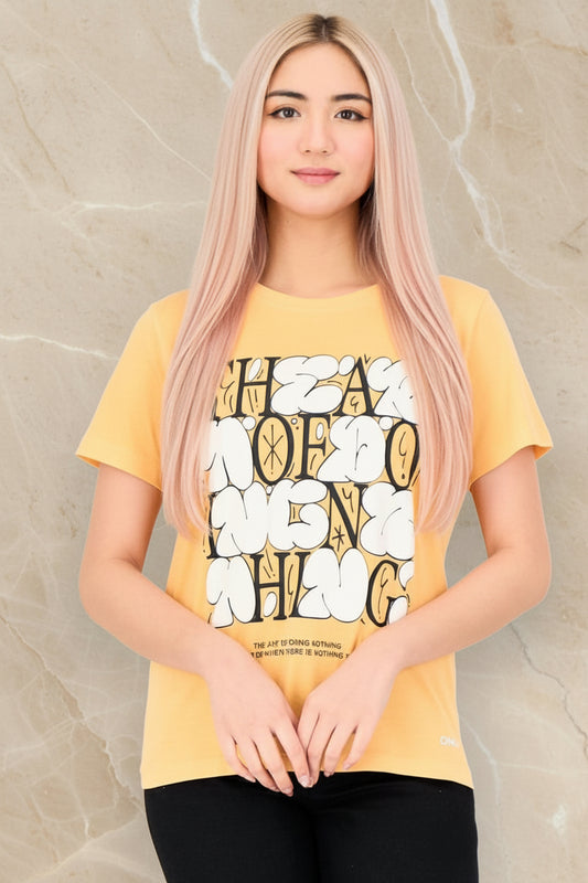 ONLY - Women Crew Neck Short Sleeve Graphic Print T-Shirt