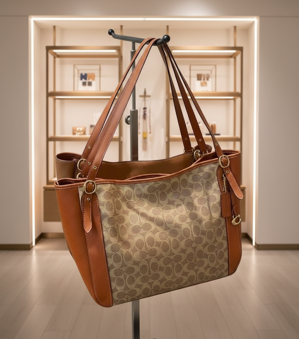 COACH ALANA ZIP TOTE IN SIGNATURE CANVAS - TAN RUST